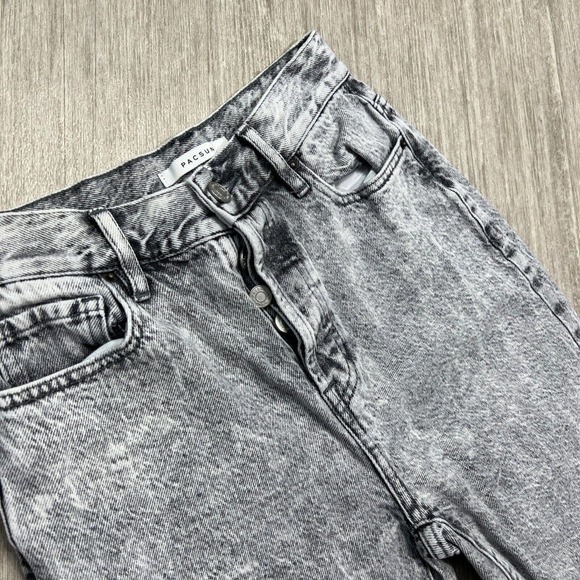 Pacsun Jeans Women's High Rise Straight 100% Cotton Acid Wash Button Fly 25 - Picture 3 of 9